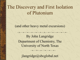 The First Isolation of Plutonium
