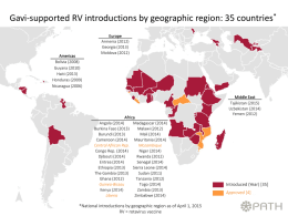 GAVI-supported RV introductions by WHO region: 14 countries*