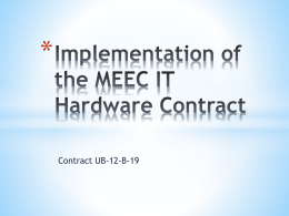 Implementation of the MEEC IT Hardware Contract