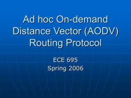 Ad hoc On-demand Distance Vector (AODV) Routing Protocol