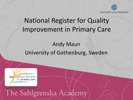 Continuity of care – national examples Sweden