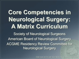 Core Competency Curriculum in Neurological Surgery