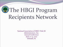 The HBGI Program Recipients Network