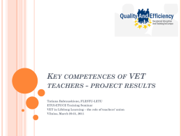 Key competences of VET teachers