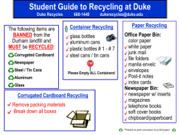 Student Guide to Recycling at Duke Duke Recycles 660-1448