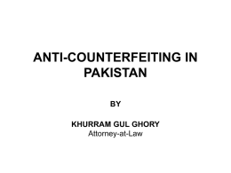 ANTI-COUNTERFEITING IN PAKISTAN