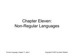 Chapter 11: Non-Regular Languages