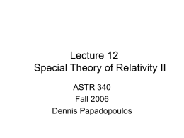 Lecture 11 Special Theory of Relativity II