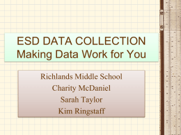 ESD DATA COLLECTION Making Data Work for You