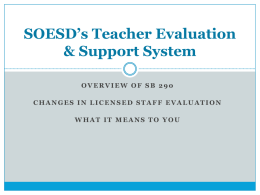 SOESD’s Licensed Staff Evaluation System