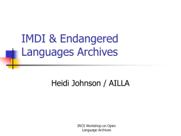 IMDI & Endangered Languages Archives