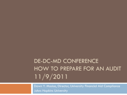 De-dc-md asfaa Conference How to Prepare for an AudiT 11/9
