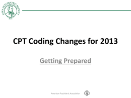 CPT Coding Changes for 2013