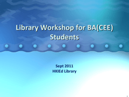 Library Workshop for EdD Students