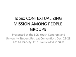 Topic: CROSS-CULTURAL MISSION