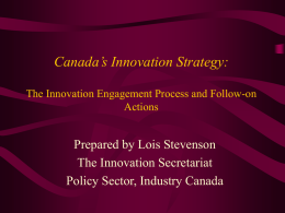 Canada’s Innovation Strategy: The Innovation Engagement