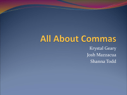 All About Commas - Thomas Nelson Community College