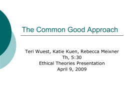 The Common Good Approach - Moraine Park Technical College