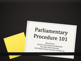 Parliamentary Procedure 101 - Fort Hays State University