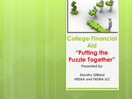 College Financial Aid “Putting the Puzzle Together”