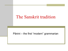 The Sanskrit tradition - Faculteit der Letteren | Over ons