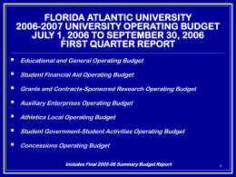 FAU 2006-07 First Qtr Op Budget July