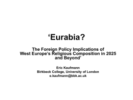 Eurabia? - Eric Kaufmann