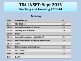 INSET (Sept 2013) T&L 2013