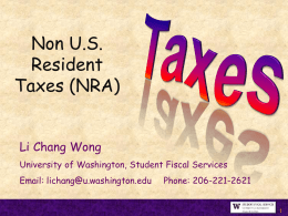 Non-Resident Alien Taxes - University of Washington