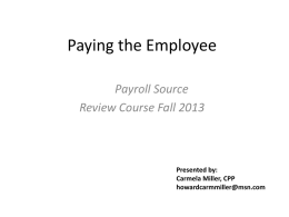 Paying the Employee - Chicago Chapter APA
