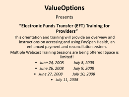 EFT Training for Providers Presentation Slides