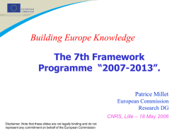 Building Europe Knowledge: Towards the Seventh Framework