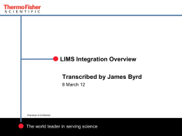 LIMS Integration Overview - TraceFinder: Direct Knowledge