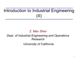 ISE 195 Lecture 1 - Berkeley Industrial Engineering and