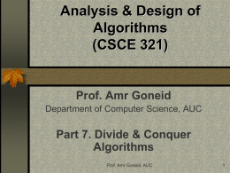 Divide & Conquer Algorithms - American University in Cairo