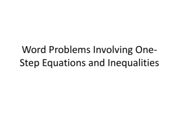 Word Problems Involving One