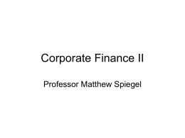 Corporate Finance II - Yale School of Management