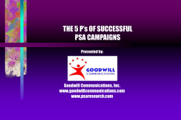 The 5 P's of PSAs - Goodwill Communications
