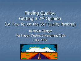 Using the S&P Quality Ranking