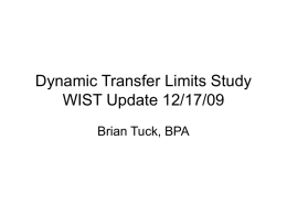 Dynamic Transfer Limits Study WIST Update 12/17/09