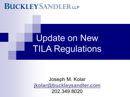 Update on New TILA Regulations