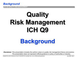 Quality Risk Management ICH Q9