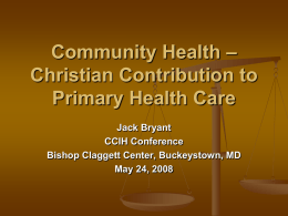 Community Health – Christian Contribution to Primary