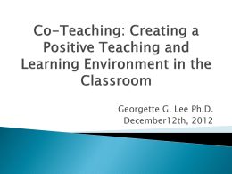 Co-Teaching- Creating a Positive Teaching and Learning