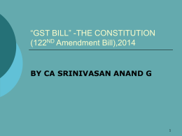 GST-THE CONSTITUTION (122ND Amendment Bill),2014