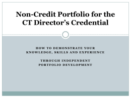 Non-Credit Portfolio for the CT Director’s Credential