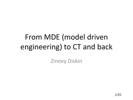 From MDE (model driven engineering) to CT and back