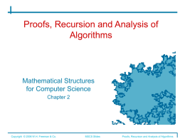 Proofs, Recursion and Analysis of Algorithms