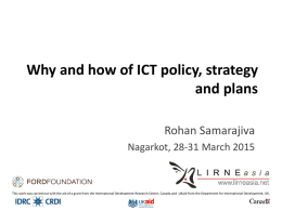 Why and how of ICT policy, strategy and plans