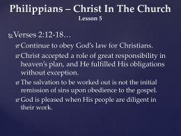 Philippians – Christ In The Church Lesson 3